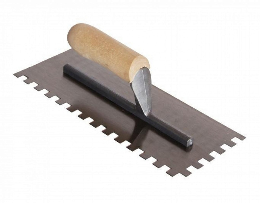 Гладилка зубчатая с деревянной ручкой (130 х 280 мм / 10 мм)