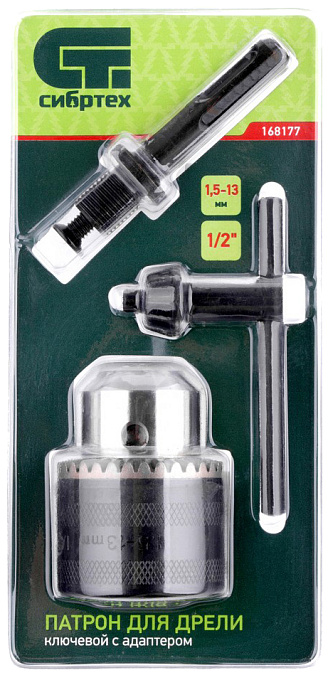 Патрон для дрели ключевой (1.5-13 мм; 1/2") СИБРТЕХ 168177