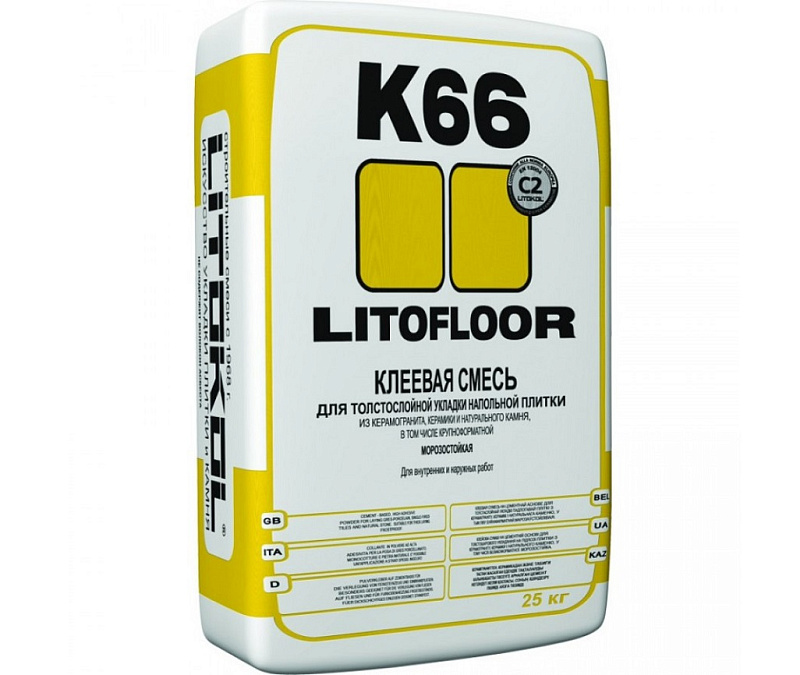 Клей плиточный  LITOKOL LITOFLOOR K66 / ЛИТОКОЛ ЛИТОФЛОР К 66 (25 кг)