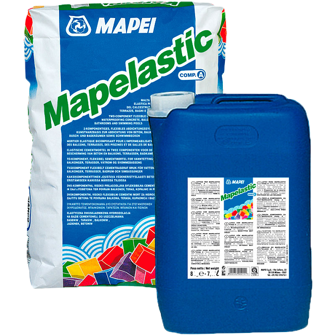 Гидроизоляция двухкомпонентная Mapei Mapelastic / Мапей Мапеластик компонент А / Б (32 кг) Mapei